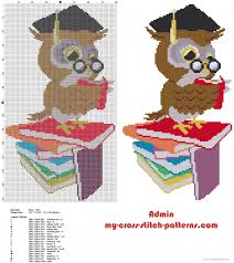 Graduation Owl With Books Cross Stitch Pattern Idea Free