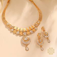 Hallmarkedgold Goldjewellery Goldset Rhodiumset Bridalset Mjjewellery Borivali Mumbai Jewell Gold Necklace Set Gold Earrings Designs Gold Jewelry Sets