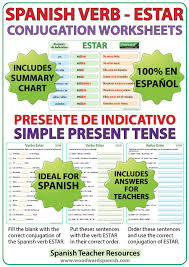 Estar Spanish Verb Conjugation Worksheets Present Tense