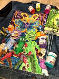 Rick And Morty Jeans Art Painted Clothes Diy Denim Art Art Clothes