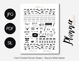 Black And White Bullet Journal Stickers Black White Hipster Free Printable Planner Stickers Planner Printables Free Planner Stickers