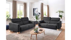 Home sofa sofa garnitur 3 teilig. Sofagarnitur Flora 2 Teilig Stoff Grau Mit Kopfteilverstellung
