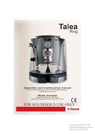 Check spelling or type a new query. Saeco Talea Ring User Manual Espresso Italia