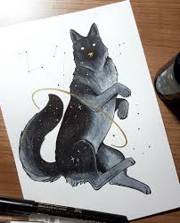 Kinschi Draws Inktober Day 10 A Starry Dog Inktober2018 Furry Art Cute Drawings Fantasy Art
