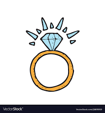 Digitally Drawn Diamond Ring Design Hand Drawing Vector Image