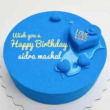 Happy Birthday Cake For Maths Teacher With Name Blue Velvet Heart Birthday Cake With Name On It Heart Birthday Cake Creative Birthday Cakes Birthday Cake For Father
