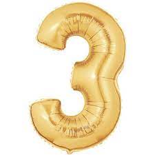 40 Inch Number 3 Foil Balloon Quality Metallic Gold Mylar Etsy Gold Number Balloons Number Balloons Foil Number Balloons