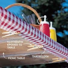 Picnic Table Cloth Preserver Clothespins Epoxy Super Glue Blog Diy Picnic Table Picnic Table Table Cloth