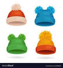 Realistic Knitted Color Hat Winter Set For Warm Vector Illustration Download A Free Preview Or High Quality Adobe I Winter Set Vector Free Gift Card Template