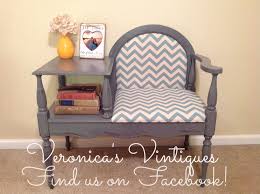 Shabby Chic Chevron Antique Telephone Bench Veronica S Vintiques Shabby Chic Chevron Gossip Bench Telephone Ben Revamp Furniture Furniture Rehab Furniture