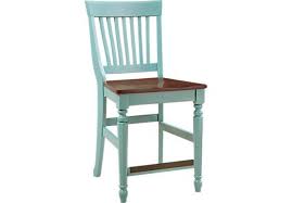 Cindy Crawford Home Ocean Grove Blue Green Wood Back Counter Height Stool Rooms To Go Furniture Bar Stools Counter Height Stools