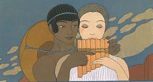 Illustrations By George Barbier 1882 1932 1922 La Flute Les Chansons De Bilitis Woodcuts By F L Schmied Text By Pierre Louys Art Illustration Woodcut
