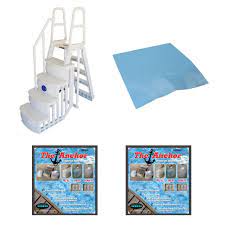 Main Access Ladder Steps For Above Ground Pool With Mat Pad Plus 2 Sand Weights 200100t The Home Depot Pool Ladder Above Ground Swimming Pools Above Ground Pool