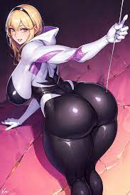 Thicc Spider Woman Gwen Stacy in tight suit - Rule 34 AI Art
