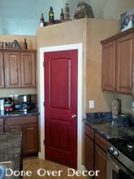 Done Over Decor Painted Pantry Doors We Painted Our Cranberry To Match The Other Red Accents In Our Kitchen Painted Pantry Doors Painted Pantry Pantry Door