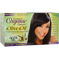 The next generation in hair relaxing, this relaxer kit helps preserve the straight, sleek & shiny hair: Ultimate Organic Therapy Olive Oil Regular Relaxer Clicks