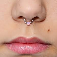 Silver Septum Ring Septum Jewelry 3mm Pink Opal Nose Hoop Etsy In 2021 Fake Nose Rings Faux Septum Ring Septum Jewelry