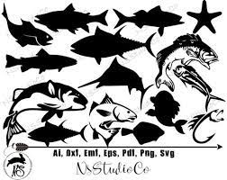 Fish Svg For Cricut Silhouette Fish Silhouette Fish Png Clipart Fish Dxf Vector Files Fish Fishing Svg Fish Silhouette Clip Art