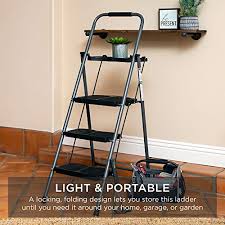 Home craft black step stool. Best Choice Products 3 Step Ladder Portable Folding Anti Slip Step Stool W Utility Tray Hand Grip Rubber Feet Caps 330lb Capacity Pricepulse