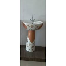 Matt color wash art basin bathroom sink. Sonet Ceramic Flower Printed Pedestal Wash Basin Model Name Number Simin 5003 For Home Id 20685486455