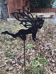 Flying Fairy Garden Stake Rusty Garden Decor Metal Garden Stakes Metal Yard Art Garden Ornament Fairy Garden Stakes Rusty Garden Fairy Garden