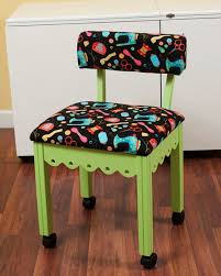 It's the last day of our national sewing month sale! Green Gingerbread Sewing Chair With Black Riley Blake Sewing Notions Fabric
