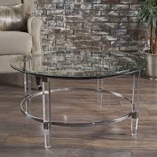 Round coffee table for living room, modern cocktail table with wooden top & metal frame, sturdy and stylish, 31.5 inch, white. Buy Lynn Modern Round Tempered Glass Coffee Table With Acrylic And Iron Accents By Gdfstudio On Dot Bo