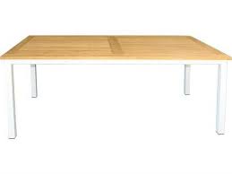 Three Birds Casual Soho White Aluminum Frame With Teak Top 72 W X 36 D Rectangular Dining Table Teak Dining Table Casual Outdoor Furniture Patio Dining Table