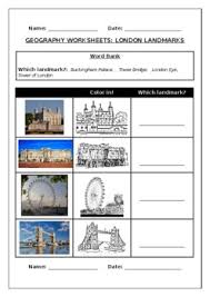 A colourful set of printable cards featuring all of the major activities, subjects and areas of learning covered in reception and key stage 1. Geography Worksheets Famous London Landmarks By Science Workshop
