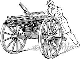 A kézzel rajzolt retro pisztoly revolver pisztoly, elszigetelt. Csata Gatling Pisztoly Ingyenes Vektorgrafika A Pixabay En