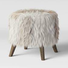 Knobby cube folding faux fur storage ottoman. Judith Faux Fur Ottoman Light Brown Threshold Target