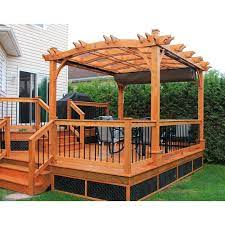 Outdoor Living Today 10 Ft X 12 Ft Arched Breeze Cedar Pergola With Retractable Canopy Bz1012archwrc The Home D In 2020 Outdoor Pergola Cedar Pergola Pergola Patio