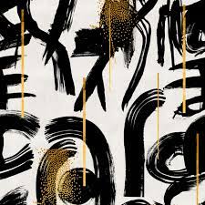 Browse our wide selection of designer dark wallpaper, perfect for any room. Gestural Abstraction Wallpaper In White Black And Gold From The Wall Burke Decor