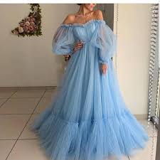 Off The Shoulder Dress For Wedding Guest Fluffy Tulle Dress Etsy Tulle Dress Evening Dress Fashion Prom Dresses Long With Sleeves