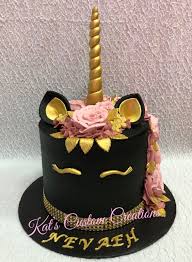 Unicorn Happy Birthday Rose Gold Cake Black Pink And Gold Unicorn Cake Brithday Cake Christening Cake Boy Cake