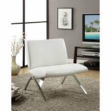 White Leather Look Chrome Metal Modern Accent Chair Lustrous In Fashion And Exquisite In Comf Modern Accent Chair Leather Accent Chair Modern Lounge Chairs
