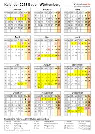 Kostenlose 2020 kalender druckbare vorlage wird von vielen menschen für verschiedene zwecke verwendet. Kalender 2021 Baden Wurttemberg Ferien Feiertage Pdf Vorlagen