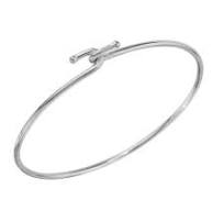 Rhodium Plated 925 Sterling Silver Hook Bangle - DIB00004RH
