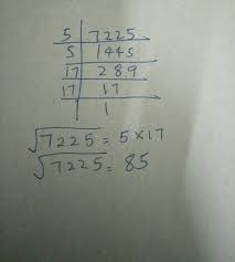 An efficient solution is to use sieve of eratosthenes. By Primefactorisation Method Find The Square Root Of 7225 Brainly In