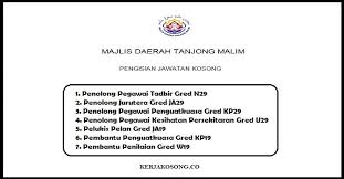 Tetap tarikh tutup permohonan : Majlis Perbandaran Tanjung Malim Jawatan Kosong