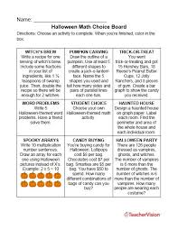 Step:3 so mates, in the last you need to. Halloween Math Choice Board Teachervision