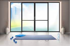 Download Realistic Mockup Of Empty Gym Hall For Fitness Trainings With Blue Yoga Mat And Dumbells For Free Yoga Mat Photographer Business Card Template Yoga Mats Best