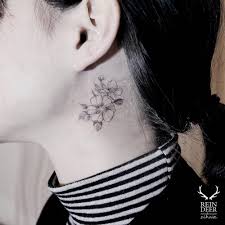 Cherry Blossoms Tattoo Behind The Left Ear Tattoo Artist Zihwa Tattoos Blossom Tattoo Cherry Blossom Tattoo