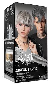 Lightening bleach powder, splat oxide, shampoo, and conditioner. Splat Original Complete Kit Sinful Silver Semi Permanent Hair Dye