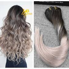 Balayage Ombre Brown To Ash Blonde Remy Clip In Human Hair Extensions Full Head Human Hair Extensions Ash Blonde Hair Balayage Human Hair Clip Ins