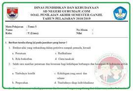 Tahun pelajaran 2019/2020 kurikulum 2013 lembar soal hari/tanggal : Soal Uas Pas Kelas 5 Tema 5 Kurikulum 2013 Revisi 2018 Guru Maju
