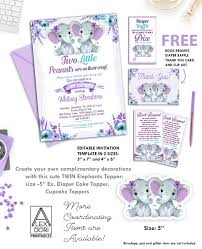 If you are looking for template for invoice or other in addition, they may be found. Twin Elephants Purple Turquoise Baby Shower Invitation Printable Invitation Peanuts Invite Girl Elephant Baby Shower Free Diaper Raffle Adly Invitations And Digital Party Designs