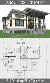 One Story House Plan 13x12m With 2 Bedrooms Home Design With Plansearch One Story Homes Story House House Plans Farmhouse