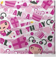 When i took out supplies to wrap with i heard good crinkles. Seamless Pattern Of Cute Panda Girl Gift And Cupcake On Striped Background Vector Cartoon Illustration For Birthday Wrapping Paper Kid Fabric Clothes And Wallpaper Canvas Print Pixers We Live To Change