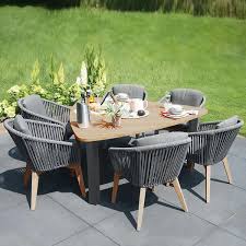 Costway 3 piece bar table set pub table and 2 stools counter kitchen dining set white\brown. 7 Pieces Outdoor Dining Set With Triangular Dining Table And Rattan Armchairs